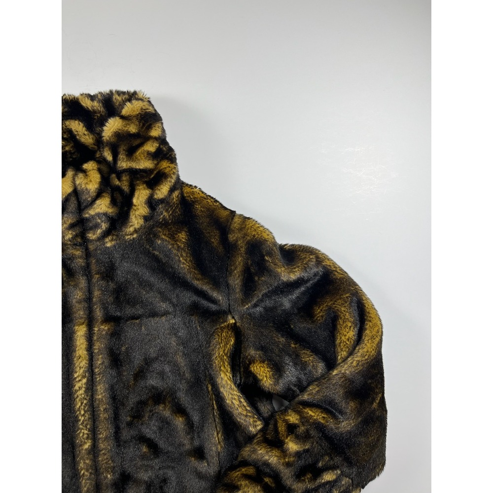 Dennis Basso Faux Fur Jacket Brown Gold Heavy Warm Luxurious Thick Large - Picture 5 of 12